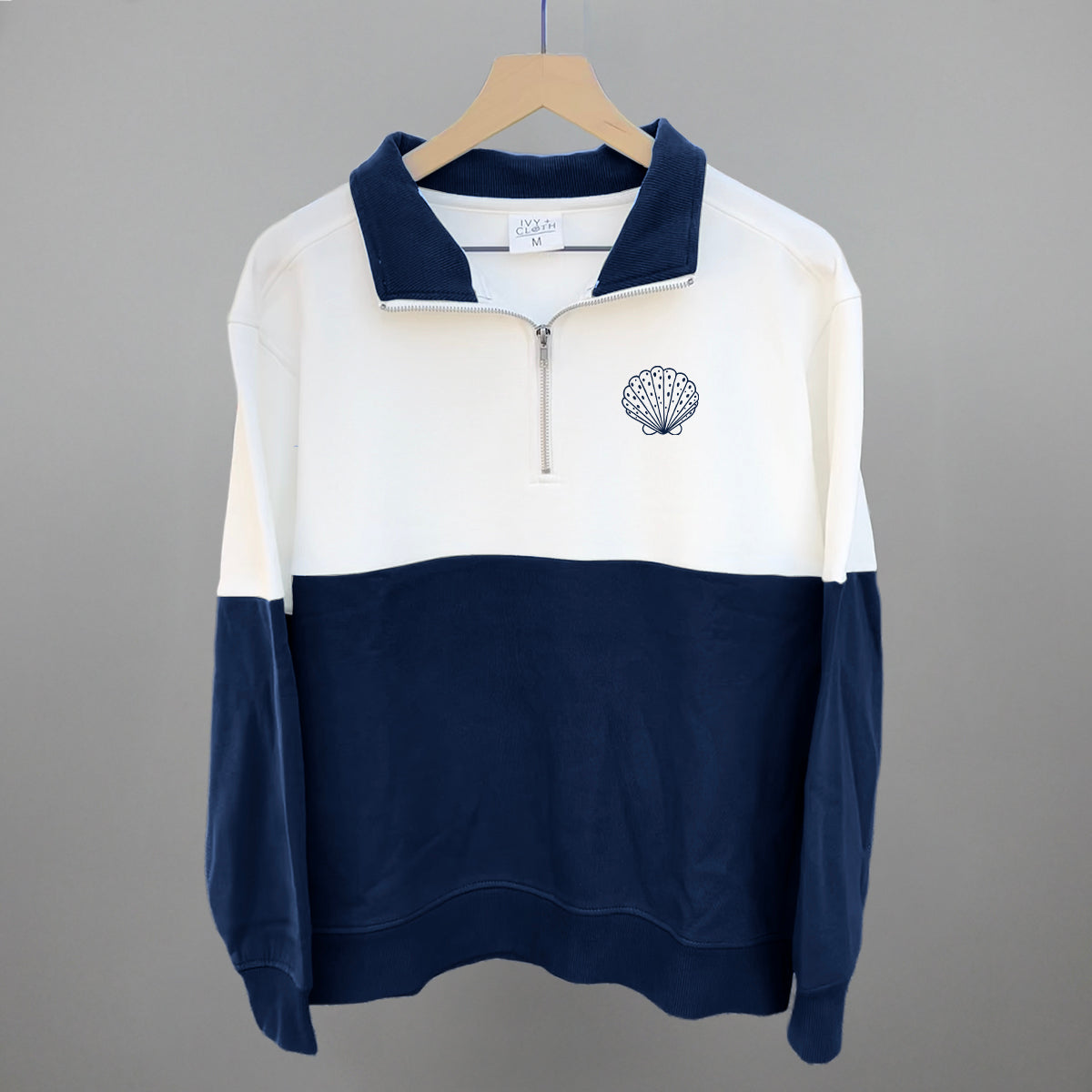 Speckled Seashell (Navy Blue) (Left Chest) Funny Shirt & Sweatshirt – Ivy + Cloth