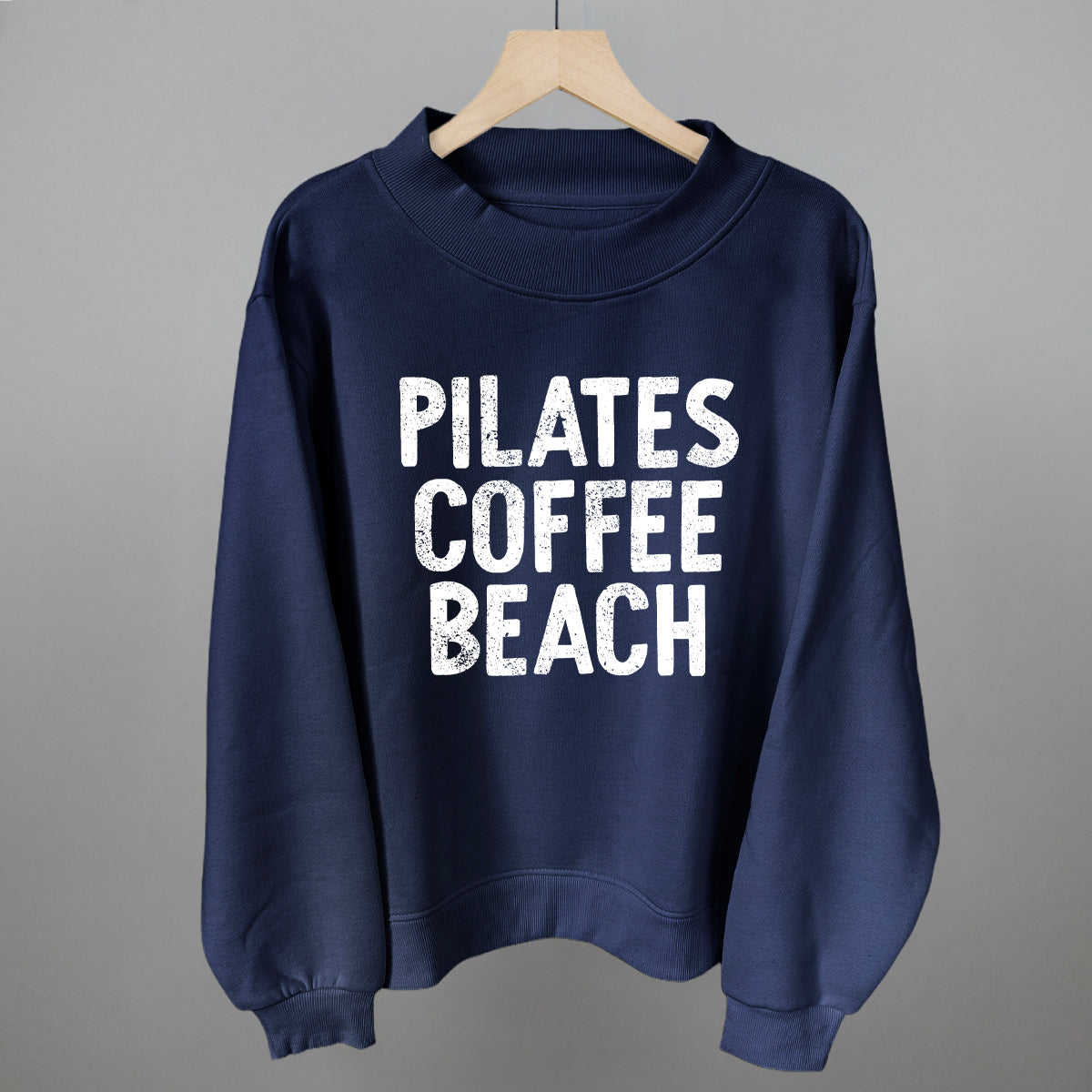 Pilates, Coffee, Beach graphic top in Navy
