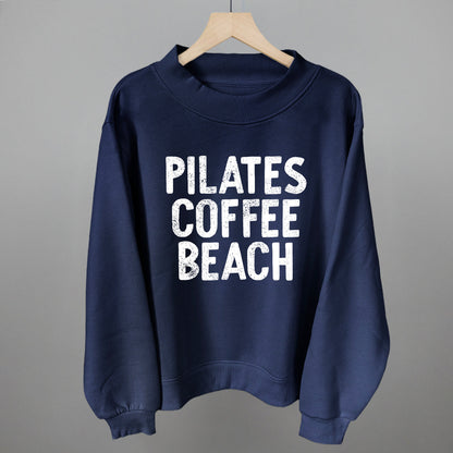 Pilates, Coffee, Beach graphic top in Navy