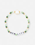 Elevated Faith Christian Jewelry Bracelet with letter beads spelling NEW LIFE and green accents