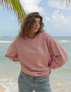 Elevated Faith Christian Crewneck Sweatshirt in pink with inspirational text, perfect for casual wear