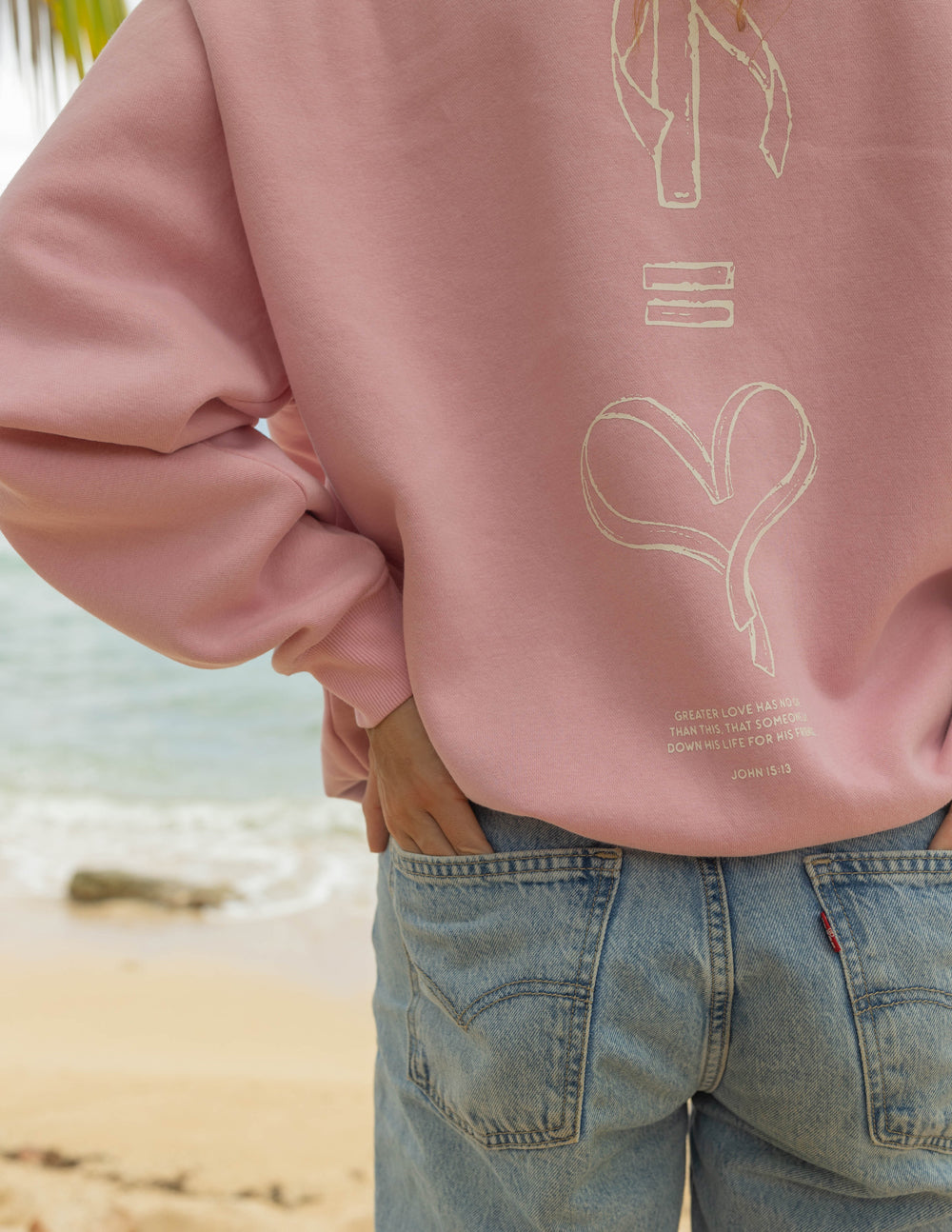 Elevated Faith Christian Crewneck Sweatshirt in Pink with Meaningful Graphics on Back