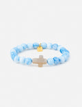Elevated Faith Christian Jewelry Bracelet with Blue and White Stone Beads and Cross Charms