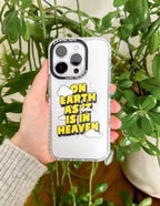 Elevated Faith Christian iPhone Case with the quote 'On Earth as it is in Heaven' and cloud graphics