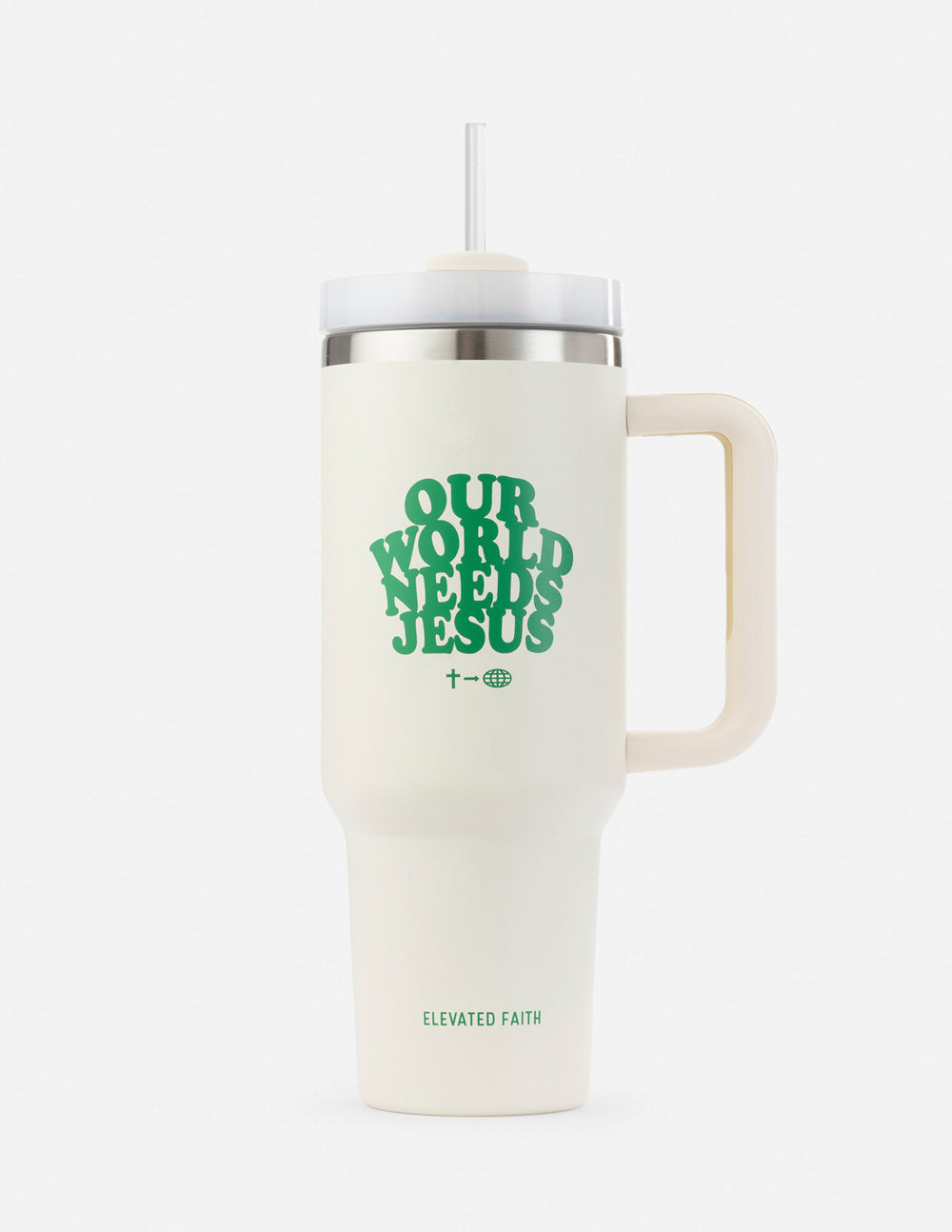Elevated Faith Tumbler with 'Our World Needs Jesus' Design, Perfect Christian Gifts for Daily Inspiration