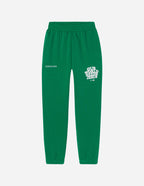 Green Elevated Faith Sweatpants featuring 'Our World Needs Jesus' graphic, perfect for Christian Apparel