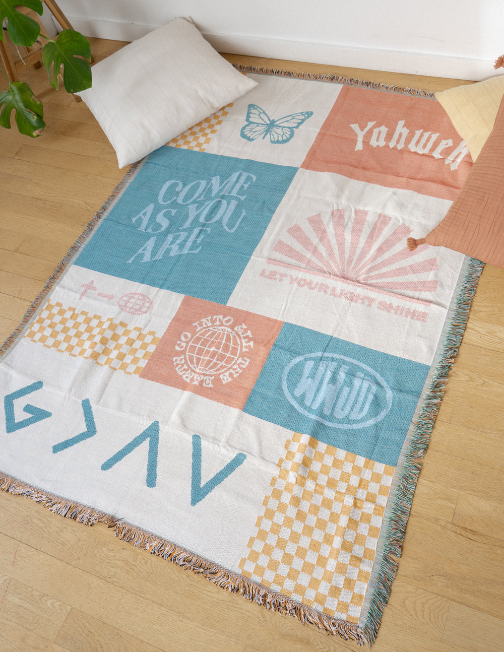 Elevated Faith Christian Gifts Blanket with Colorful Patterns and Inspirational Messages