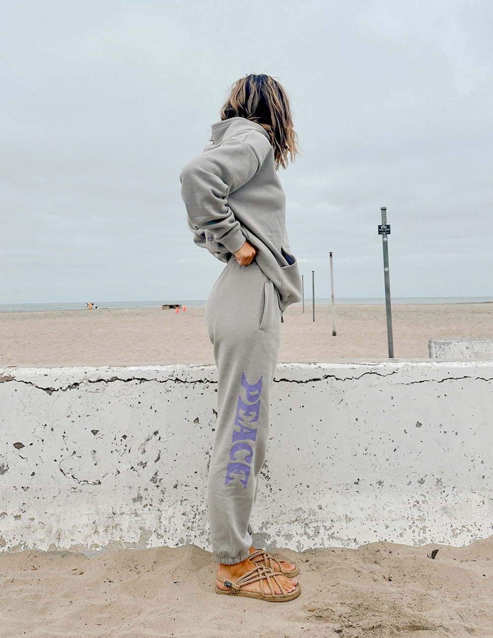 Elevated Faith Grey Sweatpant with 'Peace' Print, Ideal for Christian Apparel Styling