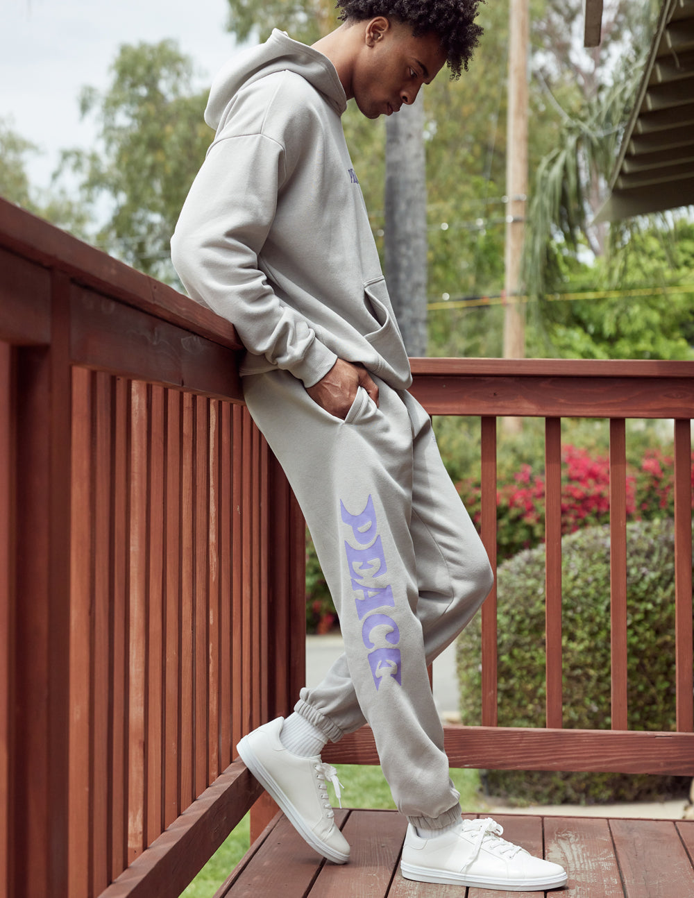 Elevated Faith Gray Sweatpants with Peace Design, part of stylish Christian Apparel collection