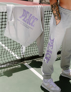 Elevated Faith sweatpants in grey featuring Peace print, part of Christian Apparel collection