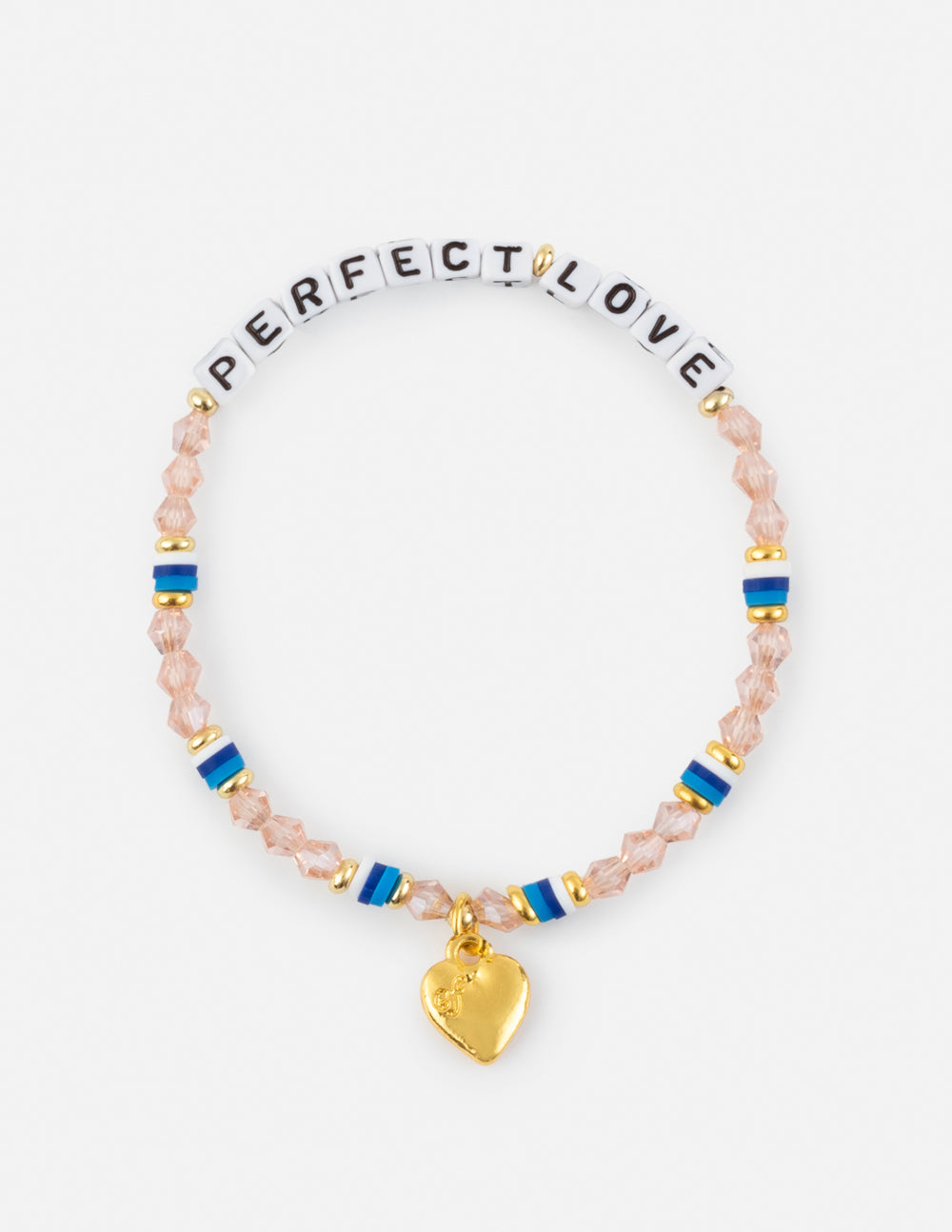 Elevated Faith Christian Jewelry Bracelet with beads and heart charm featuring the words Perfect Love