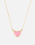 Gold Heart Pendant Necklace with Pink Enamel, perfect as Christian Jewelry for everyday wear