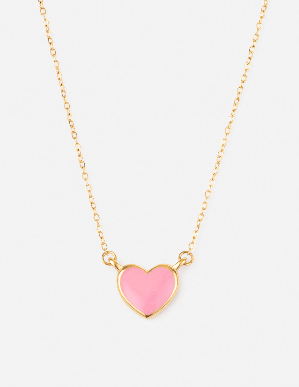Gold Heart Pendant Necklace with Pink Enamel, perfect as Christian Jewelry for everyday wear
