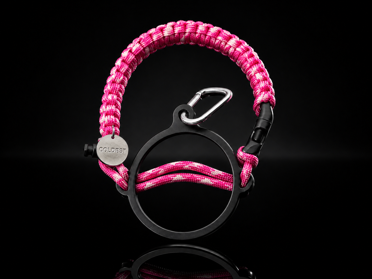 COLDEST paracord handle for wide mouth water bottles in Pink Diamonds