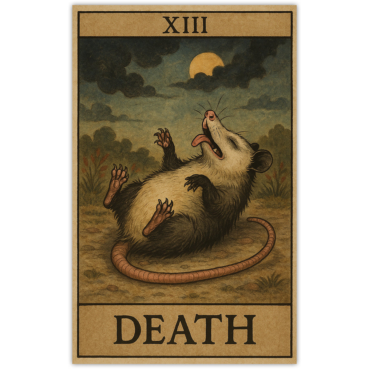 Possum Playing Death Tarot Sticker
