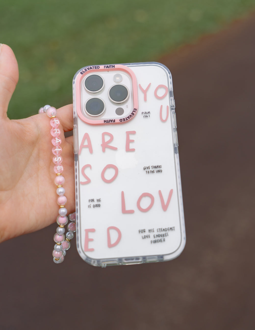 Elevated Faith Christian iPhone Case with inspiring message and pink accents for a stylish look