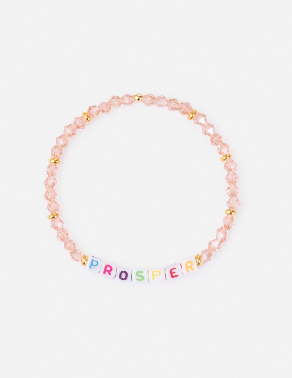 Elevated Faith Christian Jewelry Bracelet with pastel beads spelling PROSPER in colorful letters