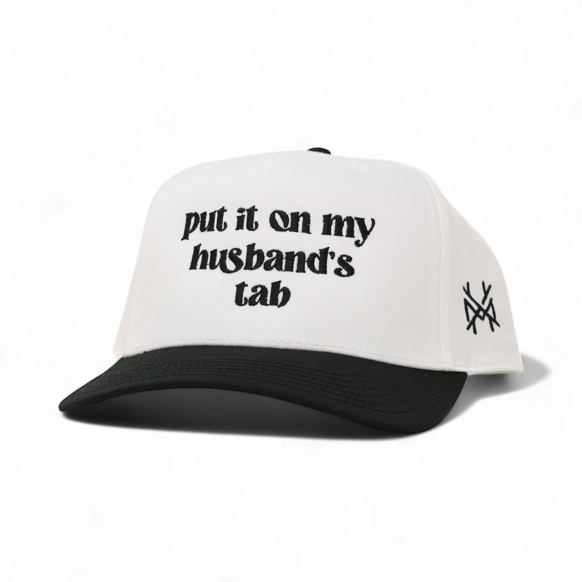 Put It On My Husband Tab Funny Embroidered Snapback Hat in Retro Black/White – Ivy + Cloth