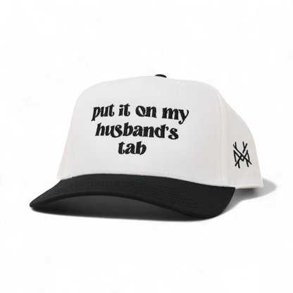 Put It On My Husband Tab Funny Embroidered Snapback Hat in Retro Black/White – Ivy + Cloth