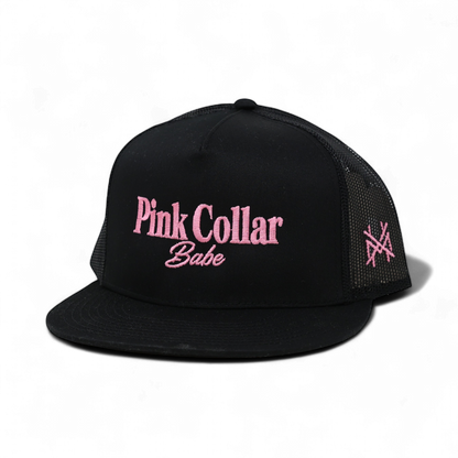 Pink Collar Babe Funny Embroidered Snapback Hat in Flat Bill Black – Ivy + Cloth