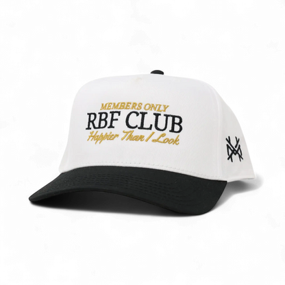 RBF Club Funny Embroidered Snapback Hat in Retro Black/White – Ivy + Cloth
