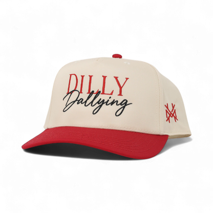 Dilly Dallying Funny Embroidered Snapback Hat in Retro Red/Natural – Ivy + Cloth