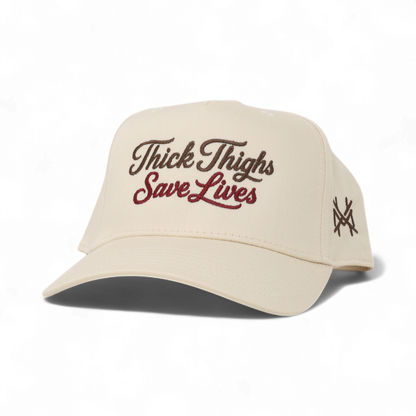 Thick Thighs Save Lives Funny Embroidered Snapback Hat in Retro Natural – Ivy + Cloth