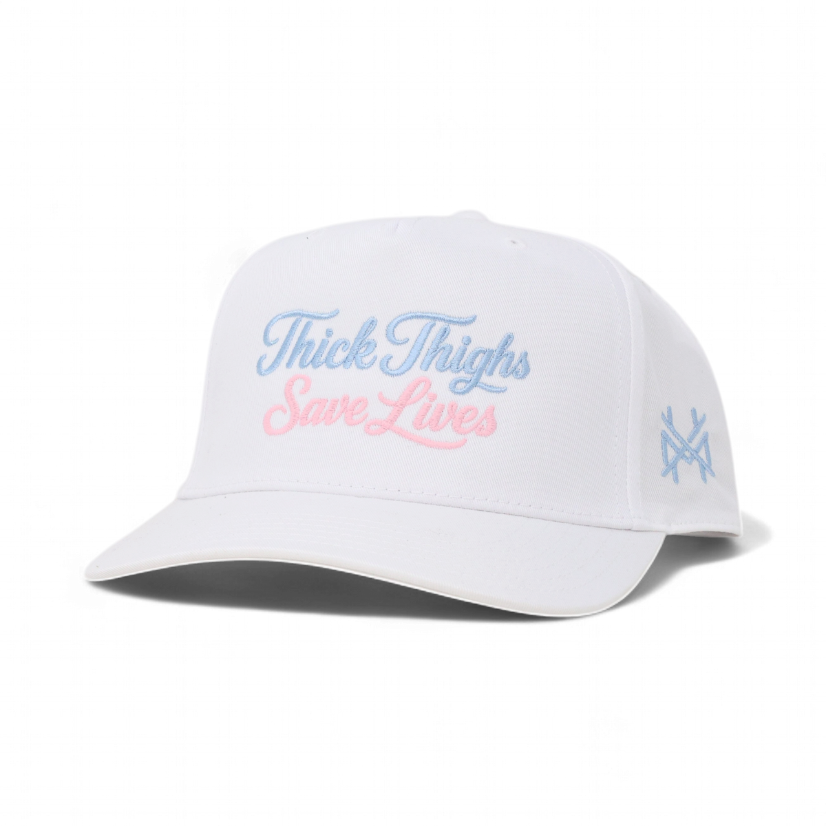 Thick Thighs Save Lives Funny Embroidered Snapback Hat in Retro White – Ivy + Cloth