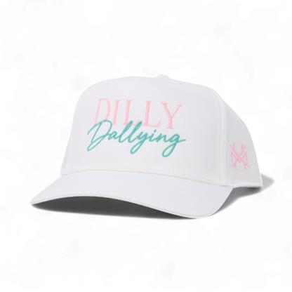 Dilly Dallying Funny Embroidered Snapback Hat in Retro White – Ivy + Cloth