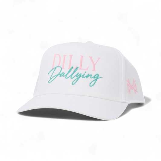 Dilly Dallying Funny Embroidered Snapback Hat in Retro White – Ivy + Cloth