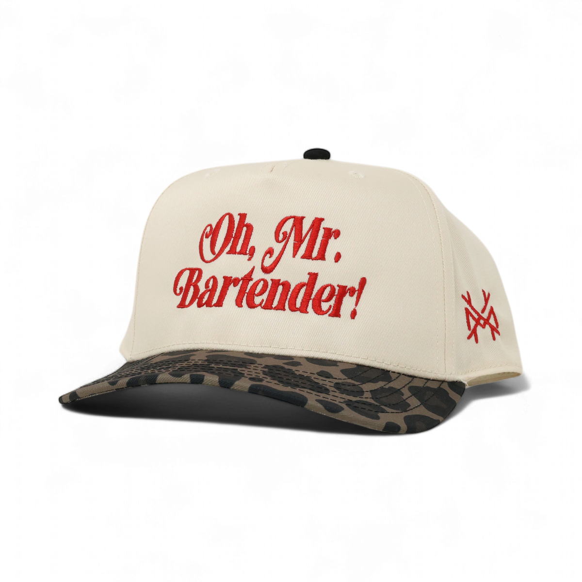 Mr. Bartender Funny Embroidered Trucker Hat in Retro Leopard/Natural – Ivy + Cloth