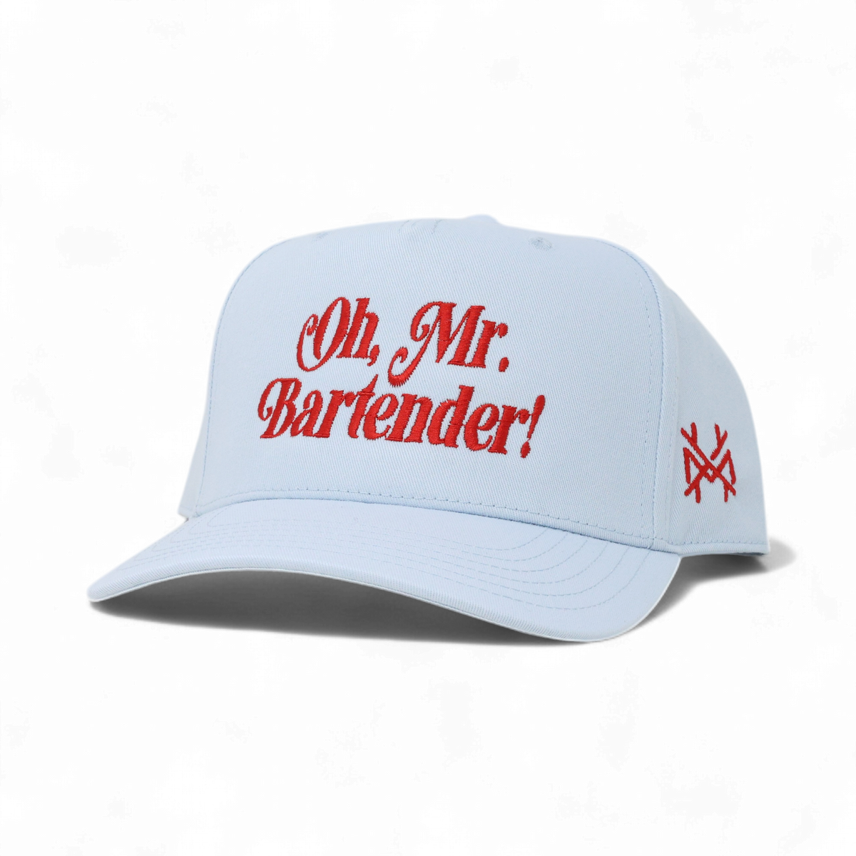 Mr. Bartender Funny Embroidered Trucker Hat in Retro Sky Blue – Ivy + Cloth