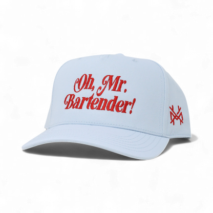 Mr. Bartender Funny Embroidered Trucker Hat in Retro Sky Blue – Ivy + Cloth