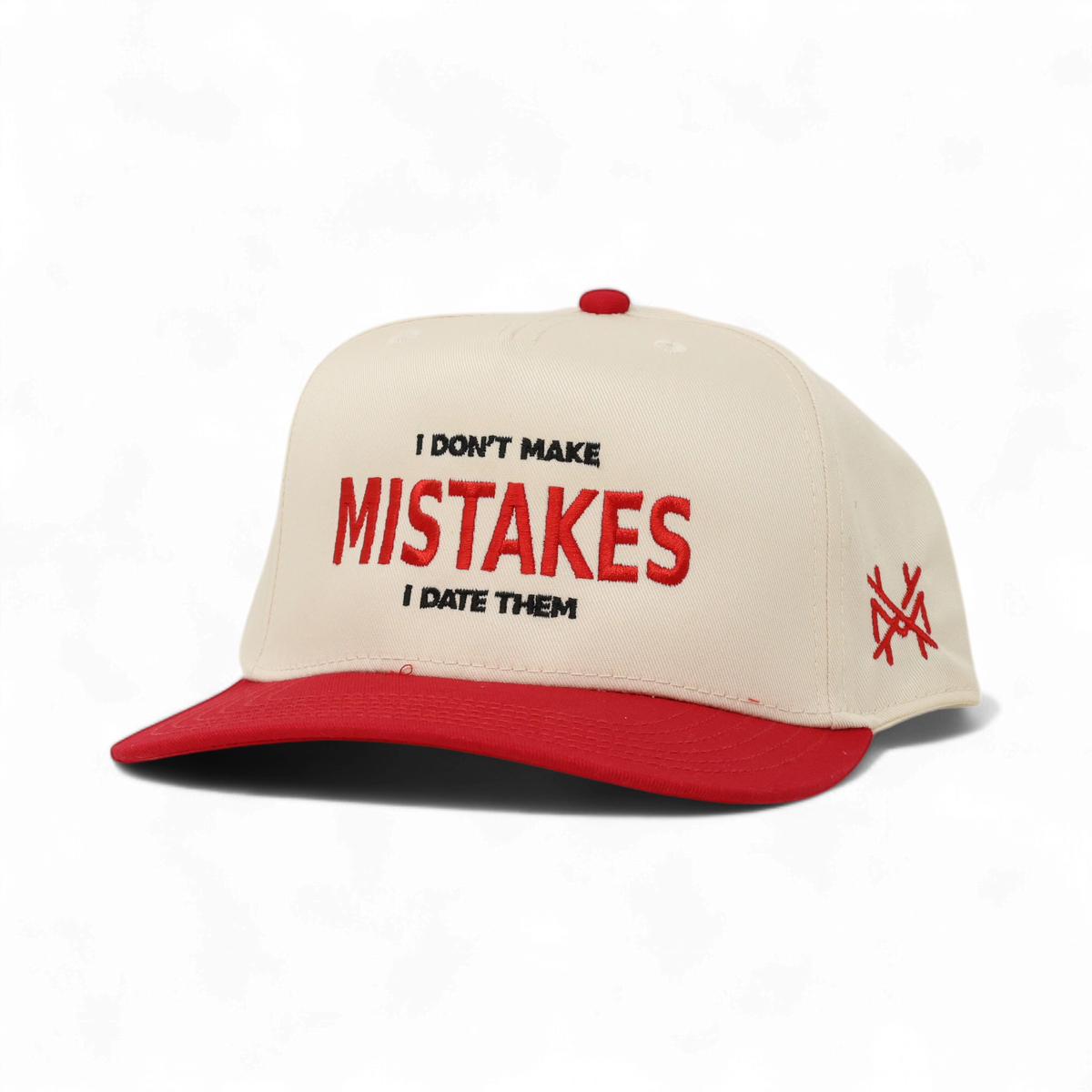I Don't Make Mistakes I Date Them Funny Embroidered Trucker Hat in Retro Red/Natural – Ivy + Cloth