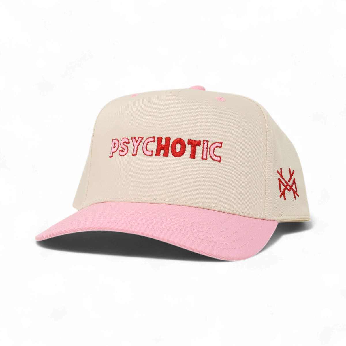 PsycHOTic Funny Embroidered Trucker Hat in Retro Pink/Natural – Ivy + Cloth