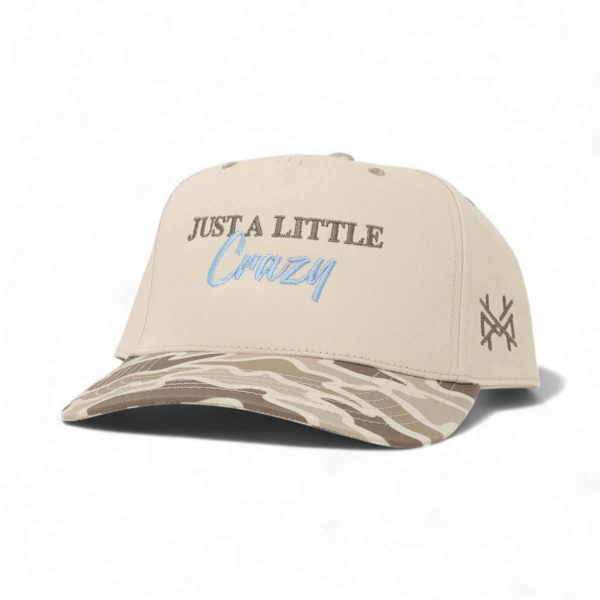 Just A Lil Crazy Funny Embroidered Trucker Hat in Retro Field Camo/Natural – Ivy + Cloth