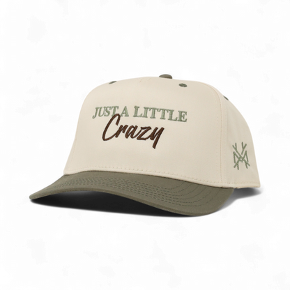Just A Lil Crazy Funny Embroidered Trucker Hat in Retro Sage/Natural – Ivy + Cloth
