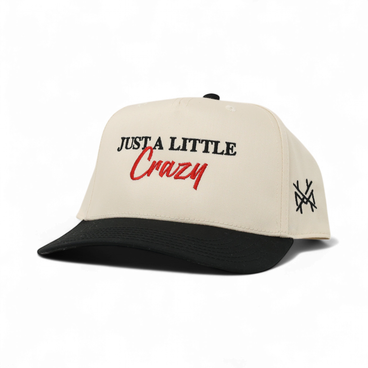 Just A Lil Crazy Funny Embroidered Trucker Hat in Retro Black/Natural – Ivy + Cloth