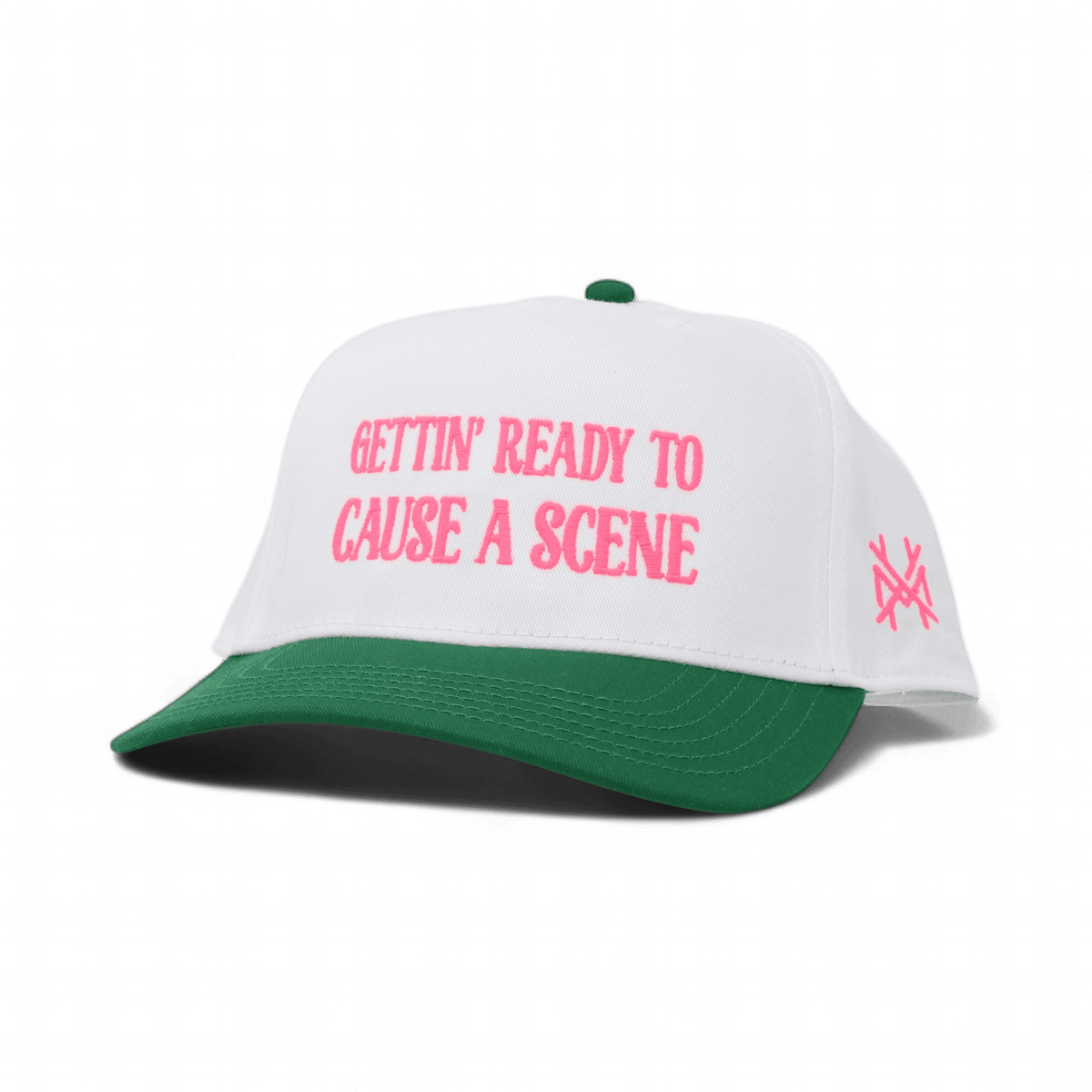 Cause A Scene Funny Embroidered Trucker Hat in Retro Kelly Green/White – Ivy + Cloth