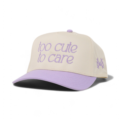 Too Cute To Care Funny Embroidered Trucker Hat in Retro Lavender/Natural – Ivy + Cloth