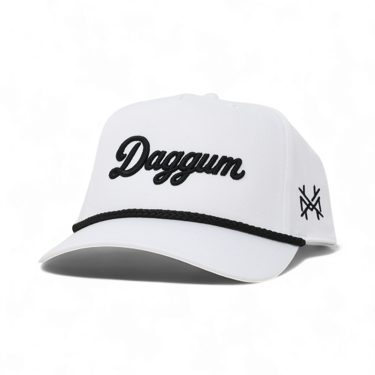 Daggum Funny Embroidered Trucker Hat in Retro White with Black Rope – Ivy + Cloth
