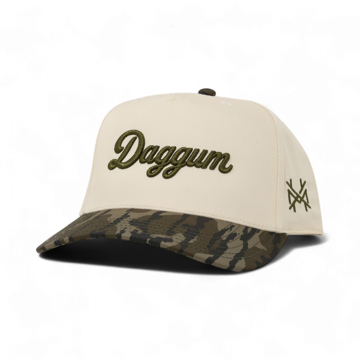 Daggum Funny Embroidered Trucker Hat in Retro Mossy Oak Bottomland/Natural – Ivy + Cloth