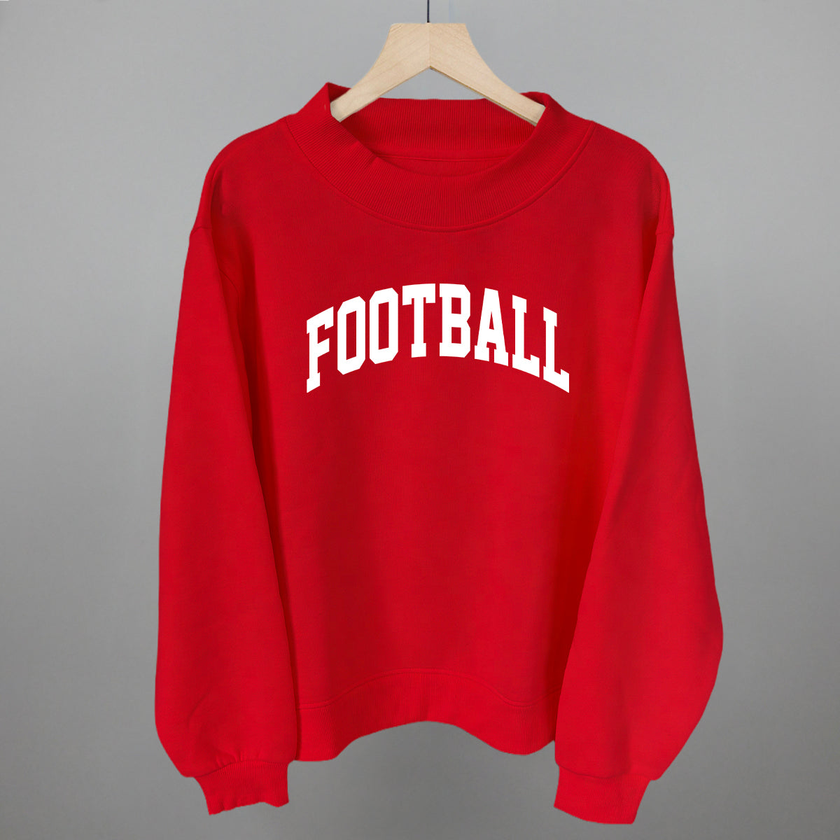 Football Arch (White) Funny Oversized Fleece Mockneck Sweatshirt in Red – Ivy + Cloth