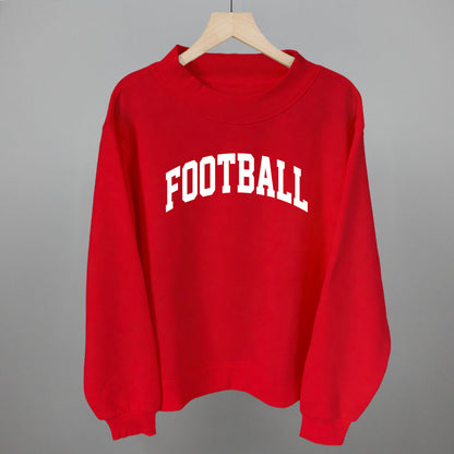 Football Arch (White) Funny Oversized Fleece Mockneck Sweatshirt in Red – Ivy + Cloth