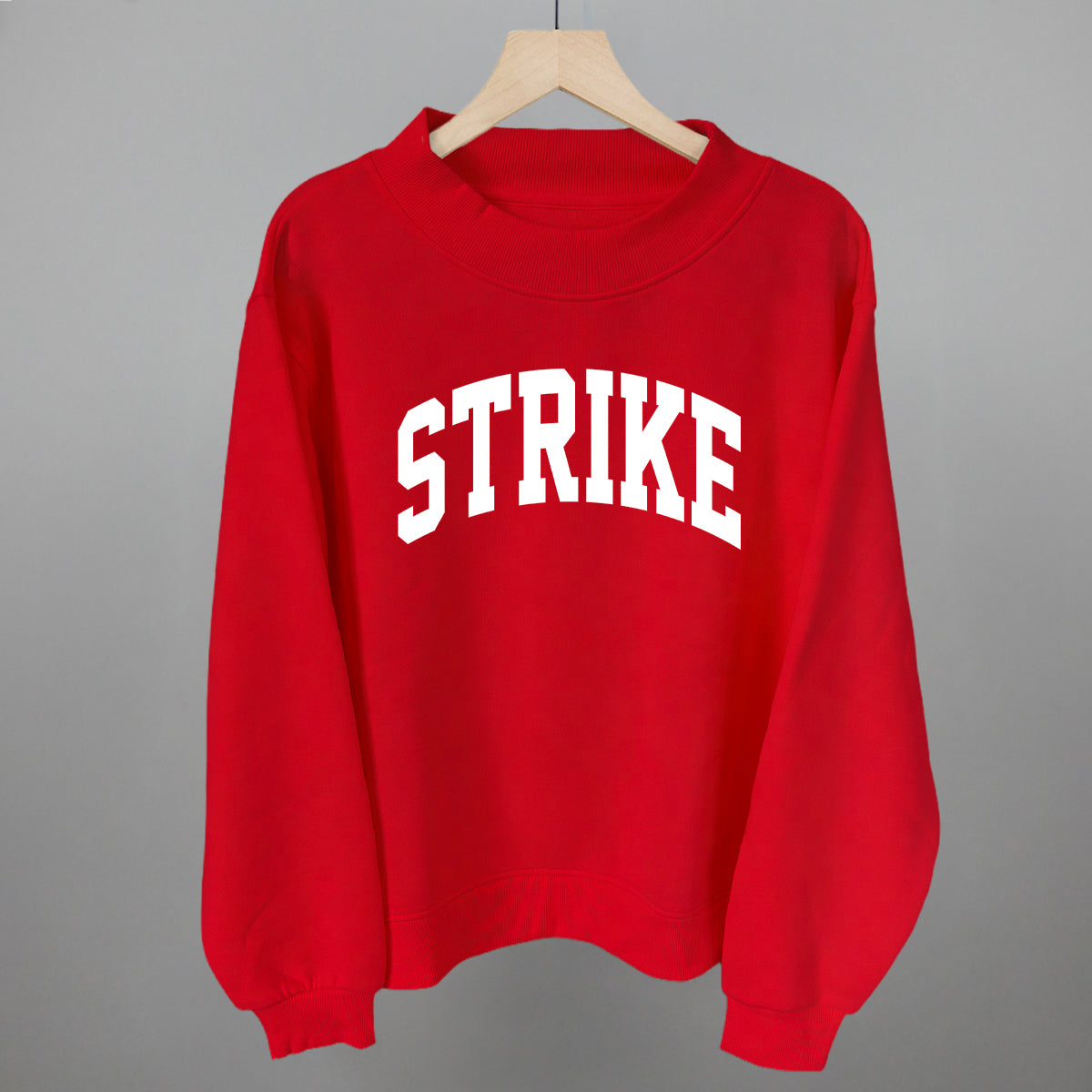 Strike Arch Funny Oversized Fleece Mockneck Sweatshirt in Red – Ivy + Cloth