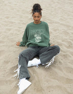 Elevated Faith Christian Crewneck Sweatshirt in green with floral design for casual comfort