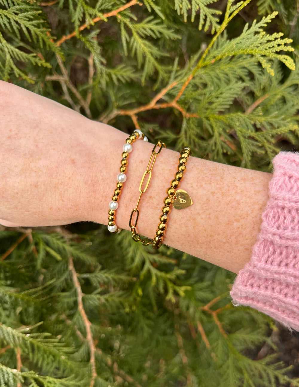 Elevated Faith Christian Jewelry Bracelet set featuring gold and pearl designs for a stylish faith accessory