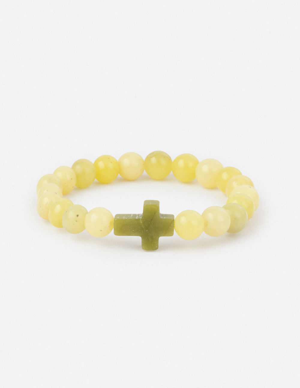 Elevated Faith Christian Jewelry Bracelet featuring yellow stones and a green cross charm