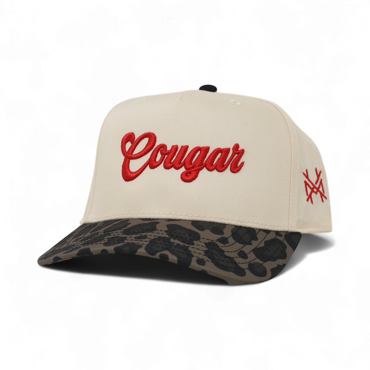 Cougar Funny Embroidered Snapback Hat in Retro Leopard/Natural – Ivy + Cloth