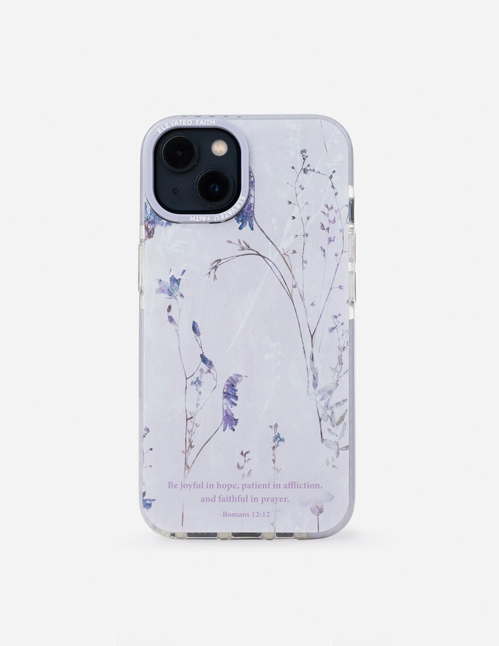 Elevated Faith Christian iPhone Case with floral design and inspirational Bible verse